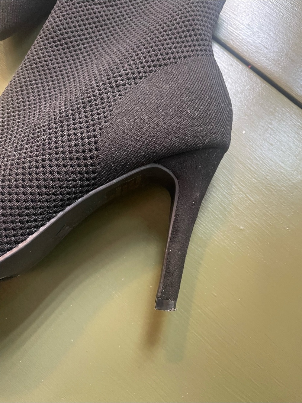MIA Black Knit Pointed Sock Booties with Stiletto Heel 3” - Picture 2 of 4